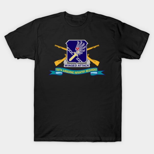 188th Airborne Infantry Regiment w Br - DUI - Ribbon X 300 T-Shirt by twix123844